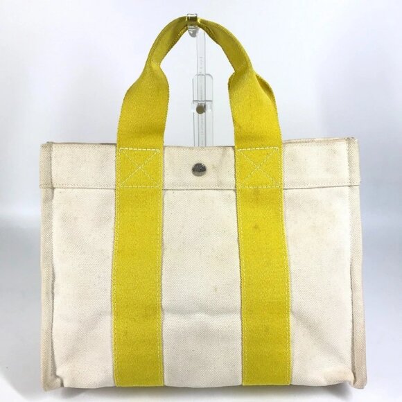 HERMES Bora Bora PM Hand Bag Tote Bag Canvas yellow
